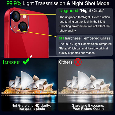 IMBZBK 3 Pack Screen Protector for iPhone 13 Tempered Glass with 3 Pack Camera Lens Protector, Accessories 9H Anti Scratch for Apple 13, 2.5D Curv...