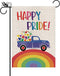 Rainbow Garden Flag Rainbow Truck Vertical Double Sided Happy Pride Flag LGBT Lesbian Gay Transgender Pansexual Flag Farmhouse Yard Outdoor Lawn D...