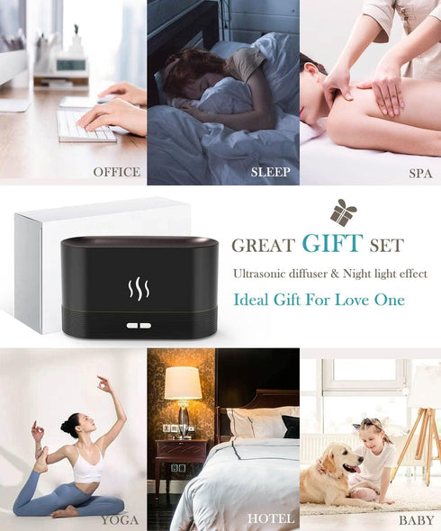 Flame Air Diffuser Humidifier,Upgraded Scent Diffuser for Essential Oils,Ultrasonic Aromatherapy,Fire Mist Humidi with 2 Brightness,Auto-off Funct...