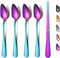 Rainbow Grapefruit Spoons 5 Pieces Set, 4 Stainless Steel Grapefruit Spoon And 1 Grapefruit knife With Titanium Plating, Grapefruit Utensil Set, S...