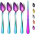Rainbow Grapefruit Spoons 5 Pieces Set, 4 Stainless Steel Grapefruit Spoon And 1 Grapefruit knife With Titanium Plating, Grapefruit Utensil Set, S...