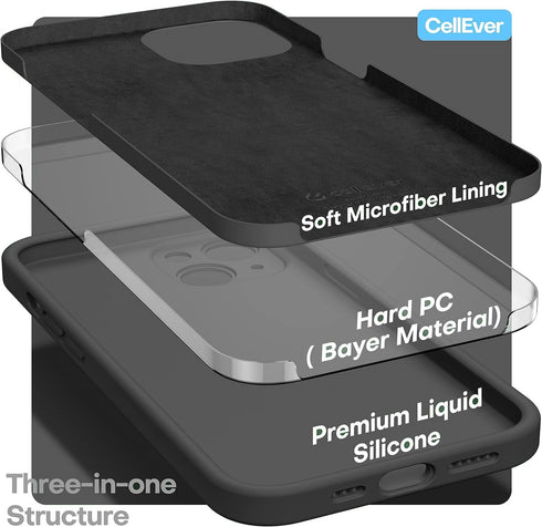 CellEver Heavy-Duty Silicone Case for iPhone 14 Plus - Military Drop Protection, Camera Shield, Scratch-Free Interior, Black...
