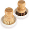 Bamboo Brush Dish Scrubber Clean Pan and Vegetable, Natural Bristles Palm Pot Brush 2 Pack Round Mini Dish Brush with 2 Ceramic Dish for Kitchen S...