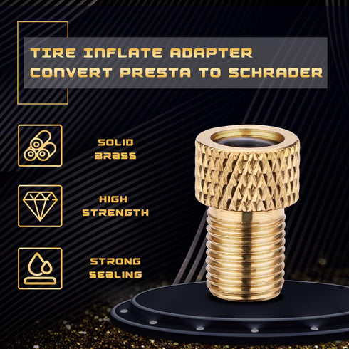 Bike Tire Valve Adapter Presta to Schrader Valve Adaptor Bike Inflatable Adapter - Convert Presta/French Valve to US/Schrader Valve - Inflate Tire...