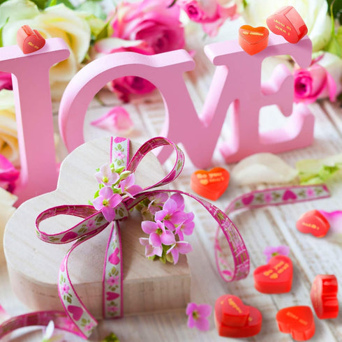 Patelai 4 Pieces Conversation Heart Molds Mixed Size 40 Holes Valentine's Day Heart Shaped Silicone Molds Non Stick for Chocolate Fondant Jelly Pu...