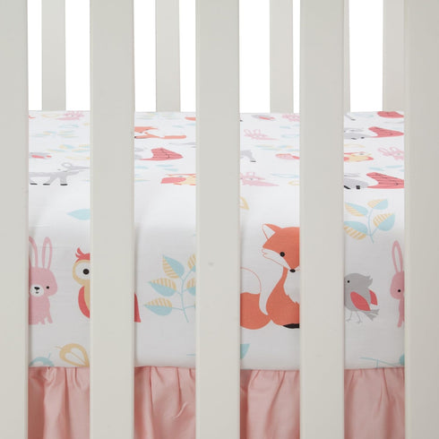 Lambs & Ivy Little Woodland Animals Fitted Crib Sheet, White...