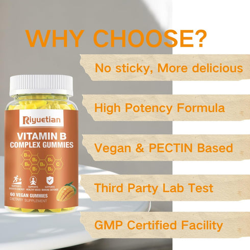 Vitamin B Complex with Vitamin – with Biotin,Choline + Inositol, Vitamin C + Zinc for Supports Energy, Mood, Immune, Healthy Hair, Skin 60...