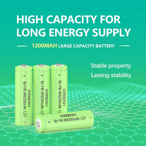 Rechargeable AA Batteries 4 Pack, Double A Battery, 1200mah 1.2v NIMH AA Rechargeable Batteries, AA Solar Batteries for Outdoor Solar Lights...
