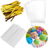 300PCS Lollipop Cake Pop Treat Bag Set Including 100pcs Parcel Bags, Papery Treat Sticks, Gold Metallic Twist Ties for Making Candies, Chocolates ...