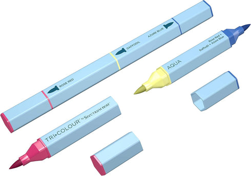 Spectrum Noir TriColour Brush Nib Watercolour Markers Colouring Pack of 3 - Unique 3-in-1 Blendable Colour Shade Effect - Colour Basics...