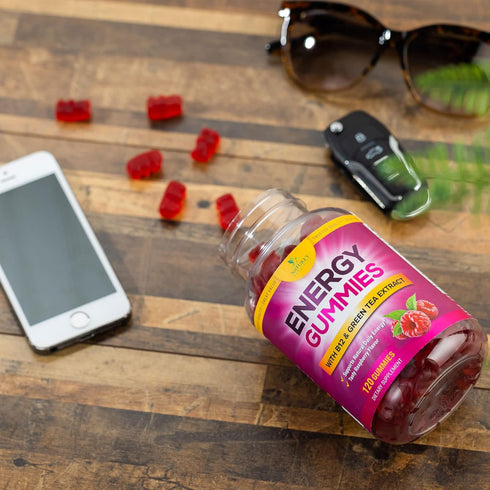 Energy Gummies Vitamin B12, Green Tea & Natural Caffeine Support, Extra Strength 1000 mcg Daily Energy Vitamins, Delicious Berry Flavor Gummy Chew...