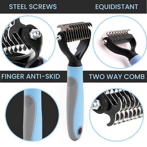 Pet Grooming Brush - Shedding Comb & Dematting Tool for Dogs & Cats, Double Sided Shedding Undercoat Rake for Dog Grooming, Extra wide Shedding Br...