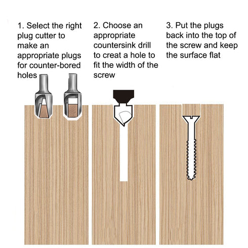 Eagles 14-pack Woodworking Tool Set, 8PCS 5/8" 1/2" 3/8" 1/4" Carbon Steel Wood Plug Cutter Drill Bit Set and 6pcs 1/4" Hex Shank HSS 5 Flute 90 D...
