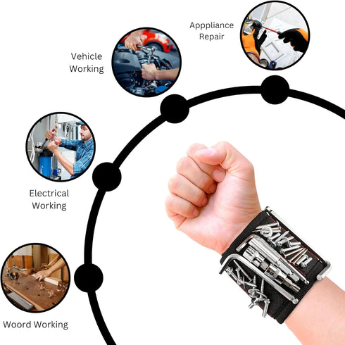 Magnetic Wristband For Holding Screw - With Strong Magnets, Made From Magnetic Polyester With Lightweight Powerful Magnets, Perfect Tool Birthday ...