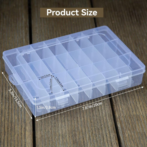 CHANGE MOORE Tackle Box Organizer Box, 2 Pack Clear Storage Box Organizer, 24 Grids Bead Storage Containers, Plastic Storage Box with Dividers, Ar...