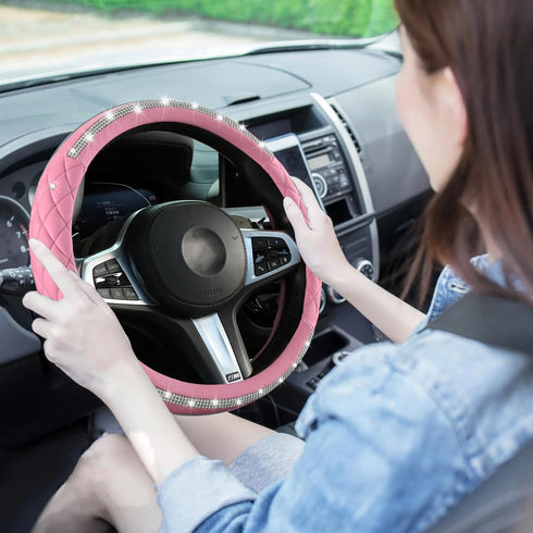 Diamond Steering Wheel Cover? 14.5-15 Inch Car Steering Wheel Cover with Bling Crystal Rhinestone,Delicate and Anti-Slip Sparkly Sedan Steering Wh...