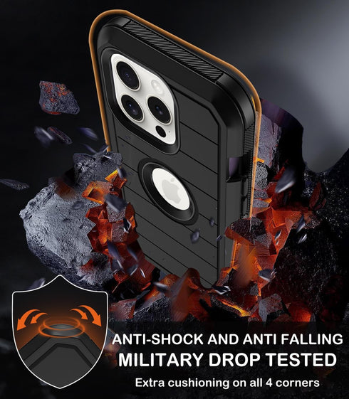 for iPhone 13 Pro Max Case with Belt Clip Holster & Kickstand,Built-in Screen Protector,Heavy Duty Shockproof Drop Protection Military Grade Full ...