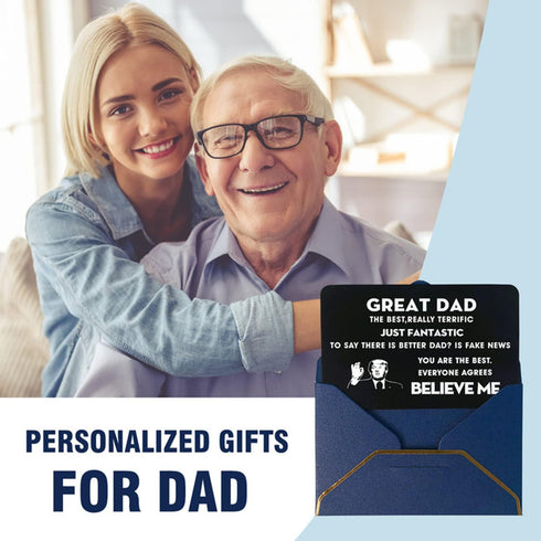 Father's Day Gifts, Gifts for Dad from Daughter Son, Thank You Dad Gifts for Birthday, Personalized Engraved Metal Wallet Card Insert Presents for...