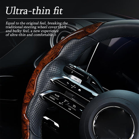 Car Wood Grain Steering Wheel Cover, Anti-Skid Segmented Auto Steering Wheel Protector, Automotive Interior Accessories, Universal for Most Vehicl...