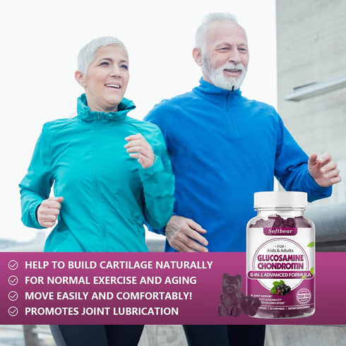 Glucosamine Chondroitin Gummies Sugar Free, Extra Strength Glucosamine Chondroitin MSM with Elderberry & Turmeric Supplement Support Joint & Antio...