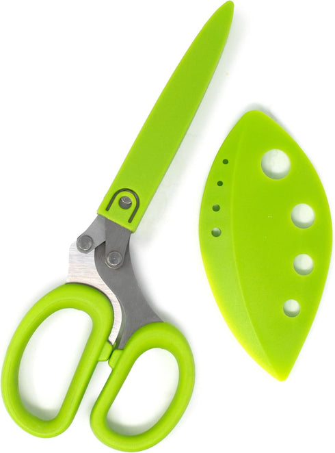 Norpro Multi Blade Herb Scissors with Blade Cleaner, 8-inch, Green...