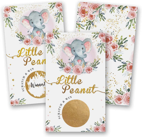 50 Baby Shower Scratch Off Game, Pink Elephant Rose Lucky Draw Card?Party Activities, Decorations, and Supplies- It's a Girl...