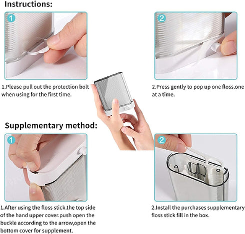 Holy Rose Dental Flossers Dispenser with Mini Floss Picks Portable Case, Bagged Refill of 208 Count for Adults - Tasteless Floss Sticks Ideal for ...