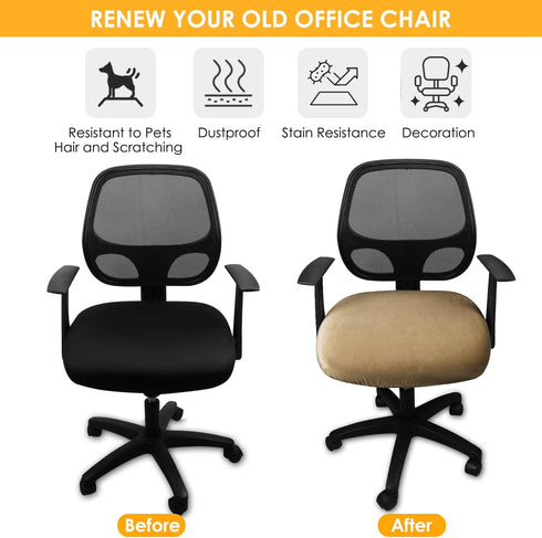 Yikko Velvet Chair Seat Cusion Covers for 14.96-18.89 Inch Office Computer Chair Covers, with Straps Washable Slipcovers Protector, Home, Dining R...