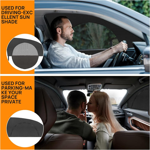 Kaskawise 2 Pack Front Car Window Shades,Elastic Breathable Mesh Side Sun Shade for Driver,Car Window Screen for Camping,Car Window Cover Fits SUV...