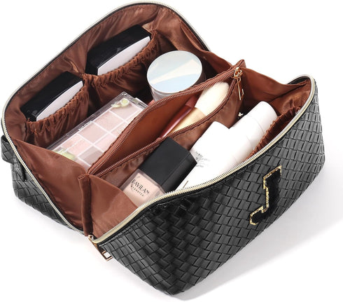 Travel Makeup Bag, 26 Initials Large Capacity Cosmetic Bags for Women and Girls, Portable Make Up Bags Pouch, Crossbody Makeup Organizer Bag Toile...