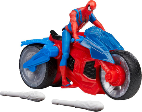 Marvel Spider-Man Web Blast Cycle, 4-Inch Action Figure with Vehicle and 2 Web Projectiles, Kids Playset for Ages 4 and Up...