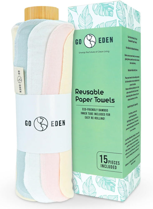 Reusable Paper Towels - Pack of Paperless & Washable Towels, 100% Cotton, Highly Absorbent, and Built to Last, Kitchen Dish Cloth Alternative (Pas...