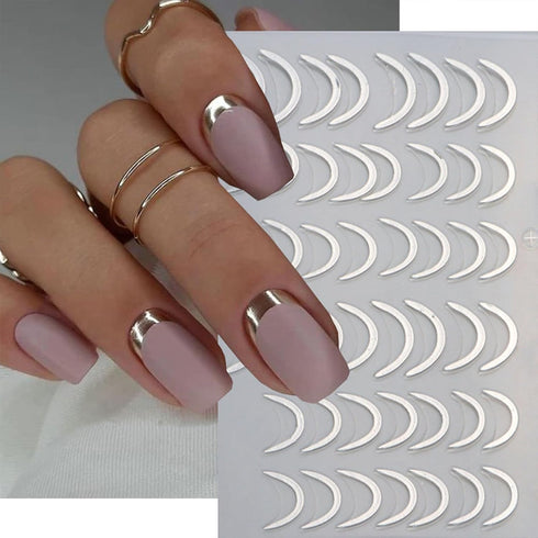 8 Sheets French Nail Art Sticker 3D Streak Line Nail Decals Reflective French Nail Art Supplies Geometric Lines Nail Art Stickers Wave Swirl Strip...