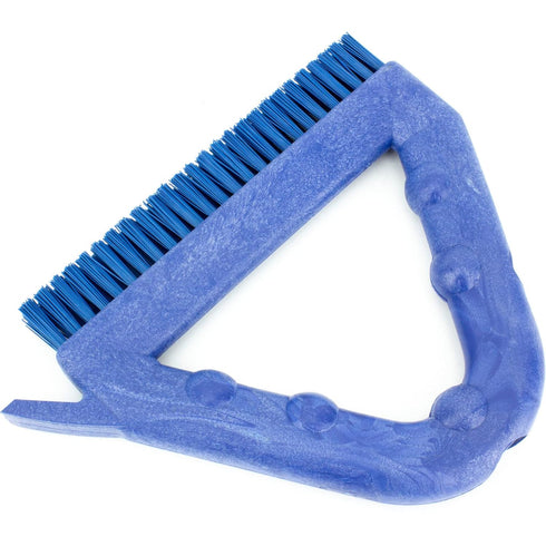 SPARTA Blue Plastic Grout Brush, Triangle-Shaped Scrub Brush with Scraper for Cleaning Tiles and Grout, 9 x 7 x 7 Inches...