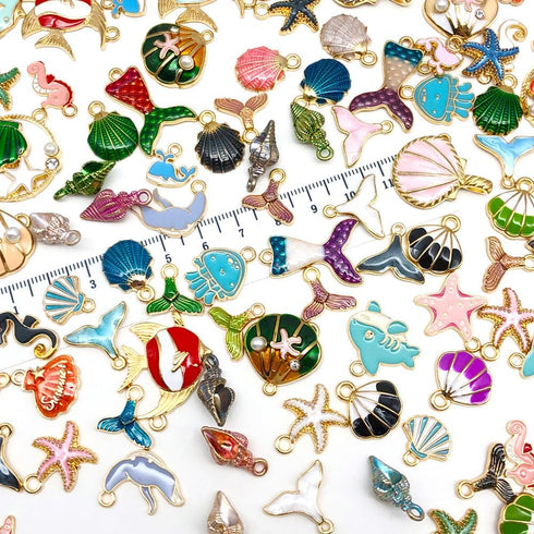 WOCRAFT 120pc Assorted Enamel Bracelet Marine Life Sea Ocean Charms for Jewelry Making Crafts DIY Necklace Bracelet Keychain Crafting Charms Kit (...