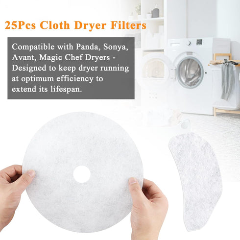 25PCS Cloth Dryer Exhaust Filter for Panda by Blutoget - Universal Dryer Lint Filter Cloth-Compatible for Panda Magic Chef Avant Sonya Dryer - 20 Exhaust Filter & 5 Air Intake Filter