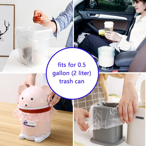 0.5 Gallon Mini Trash Bags Small Garbage Bags, 11.8 x 11.8 Inches, Fit 2 Liter Mini Trash Can, 4 Rolls, 200 Count, Clear...