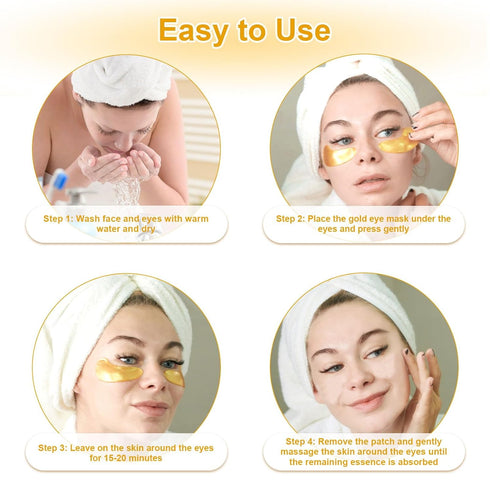 PITHER Under Eye Patches, 20pcs Eye Masks for Dark Circles and Puffiness Wrinkles with Collagen Hydrating 24k Gold Eye Patches for Eye Bags Around...