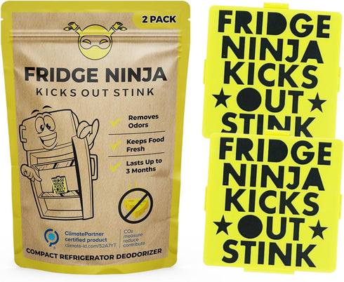 Fridge Ninja Compact Fridge Deodorizer (2 Pack) - More Effective Than Baking Soda - Compact Size Refrigerator Deodorizer Made of Activated Carbon...