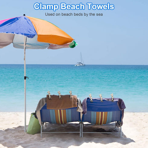 Coideal Beach Towel Chair Clips - 10 Pack Pool Cover Clips Stainless Steel Quilt Clamps Metal Large Heavy Duty Clothes Pins Windproof for Sunbed L...