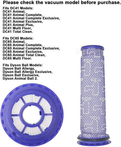 Replacement Filters for Dyson DC65 DC66 DC41 UP13 UP20 Animal, Multi Floor and Ball Vacuums, Compare to Part 920769-01 and 920640-01 (2+2 Pack)...