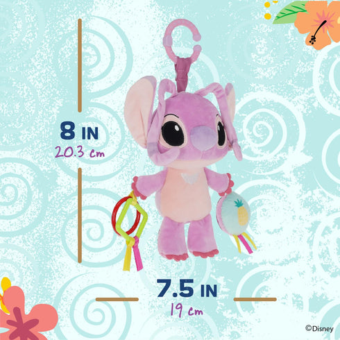 Kids Preferred Disney Baby Lilo and Stitch Angel On The Go Activity Toy with Teether Rings, On The Go Clip, Crinkle Texture, and Mirror...