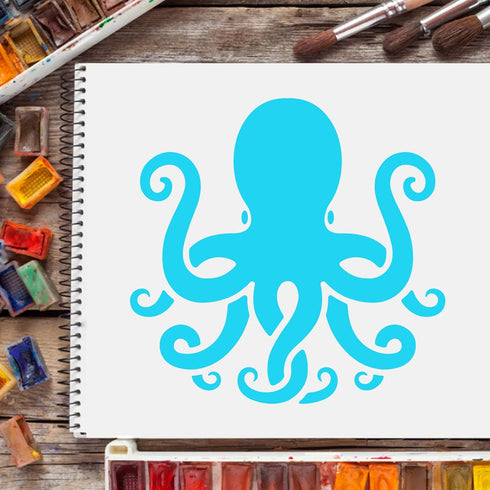 FINGERINSPIRE Octopus Drawing Painting Stencils Templates 11.8x11.8 inch Plastic Stencils Decoration Square Reusable Ocean Theme Stencils for Pain...