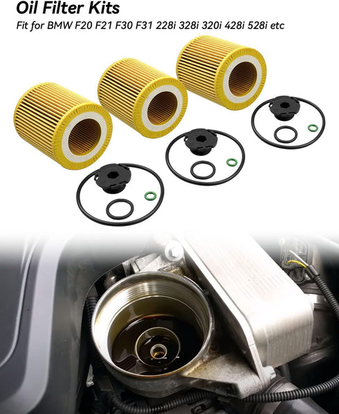 Oil Filter Element Fit for BMW 228i 320i 328i 428i 528i X1 X4 Z6 F20 F21 F30 F31 Some Models, Replace HU816Z 11427953125 11427640862, with O-ring ...