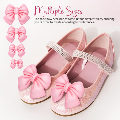 8Pcs Pink Bows Shoe Charms, DIY Bowknot Sandals Decorations, Pink Sandals Charms, Fashion Charms for Shoe, Easy to Install for Women Girl Party (R...