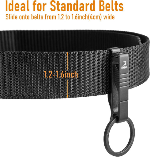 FEGVE Duty Belt Key Holders Titanium Carabiner Keychain Belt Clip with Keyring for Keys,Gifts for Men Dad (Black - BK1)...