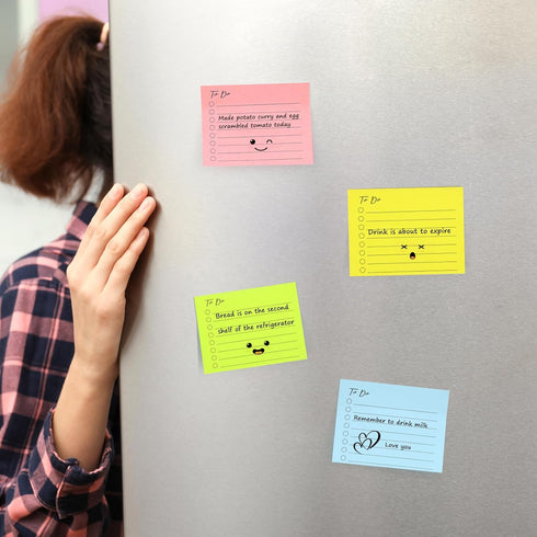 EOOUT 10 Pack Lined Sticky Notes, 500 Sheets to Do List Sticky Notes, 3x4 Inches Self-Stick Notes with Line, Square Sticky Notes for Office, Home,...