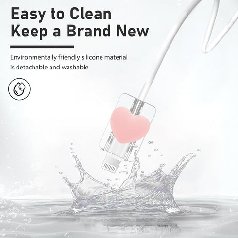 Cute Cable Protector for iPhone Charger Adapter with Gradient 3D Love Heart Design for Women Girls,Transparent Data Line USB Cover Wire Cord Saver...