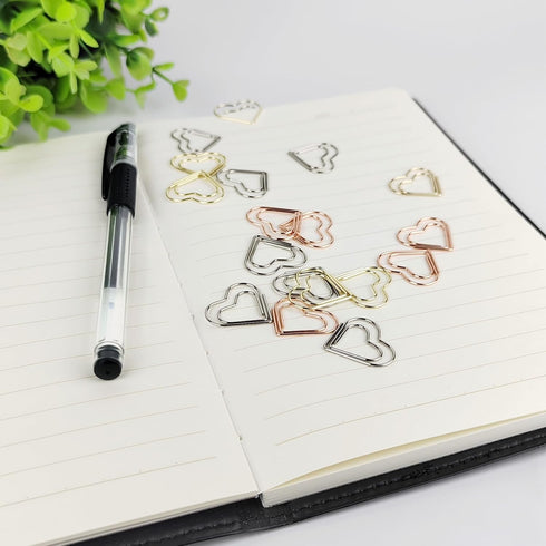 100 Pcs Cute Paper Clips Suitable for Children Ladies Wedding Decoration Document Notes Organization Office Supplies Heart Paper Clips (Silver)...