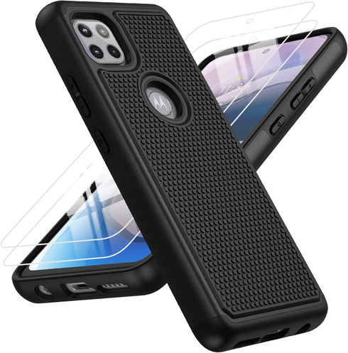 BNIUT for Motorola One 5G Ace (One 5G UW Ace) Case: Dual Layer Protective Heavy Duty Cell Phone Cover Shockproof Rugged with Non Slip Textured - M...
